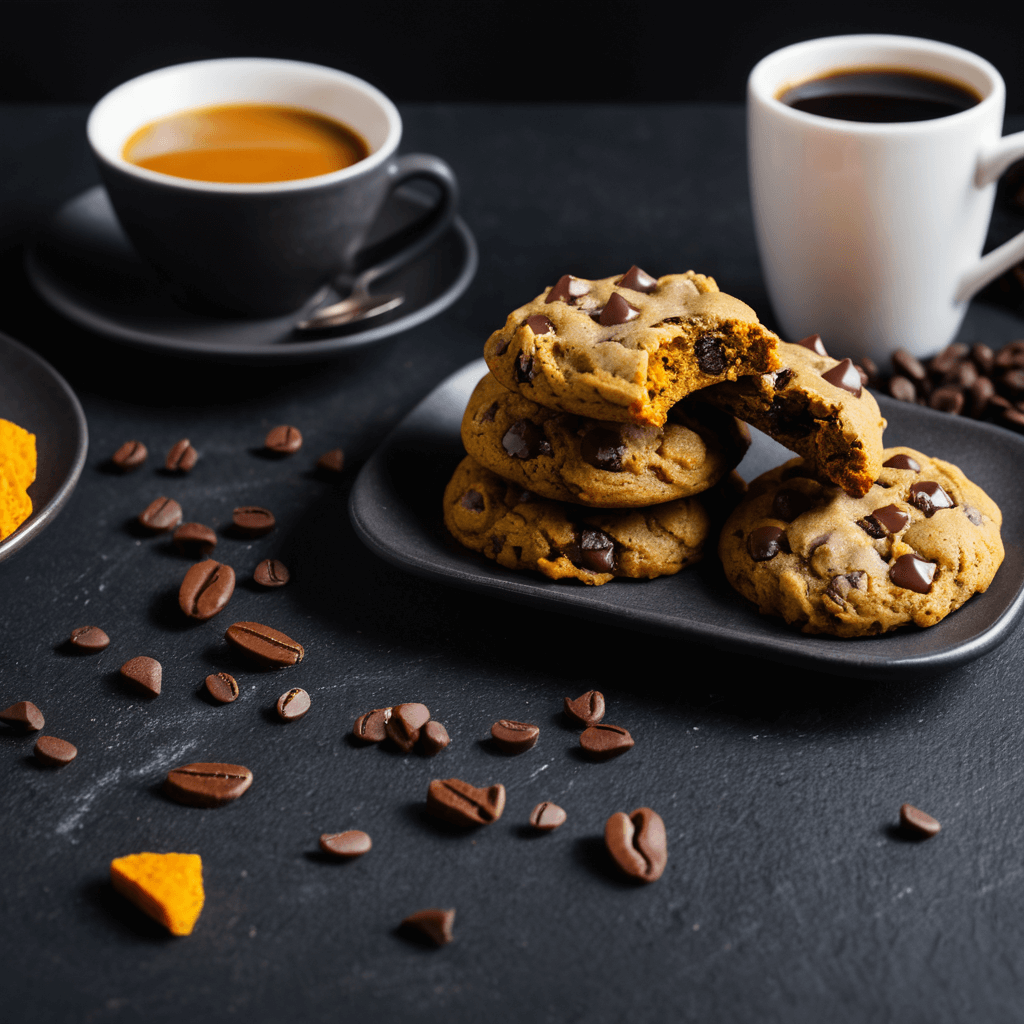 A plate of golden-brown pumpkin chocolate chip cookies perfect for breakfast.