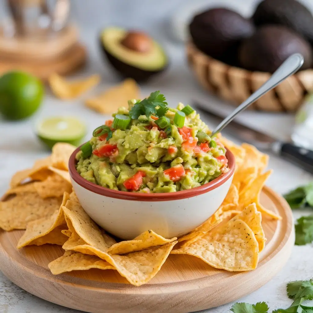 A simple and fresh recipe made with ripe avocados, lime juice, diced tomatoes, onions, cilantro, and a pinch of salt. Perfect for parties, tacos, or pairing with grilled meats