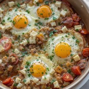 Cracking eggs into the baking dish during the last 7-10 minutes of baking for a creamy finish