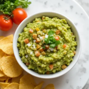 Fresh, creamy guacamole made with avocados, lime, tomatoes, onions, cilantro, and salt. Perfect for parties, tacos, or as a topping for grilled meats.