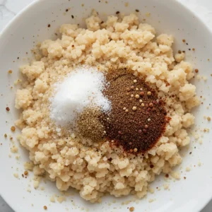 Mashed avocado mixture seasoned with salt, cumin, and black pepper, stirred thoroughly for a balanced and flavorful blend.